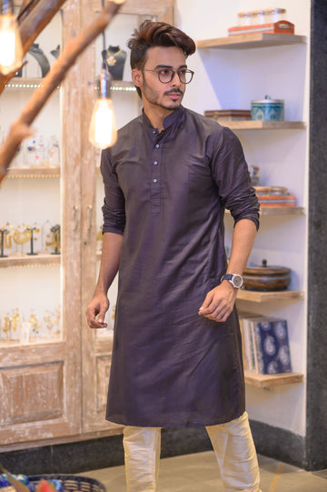Black Cotton Silk Long Kurta - NamegStore